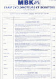 Tarif Velosolex MBK Juin 1988
